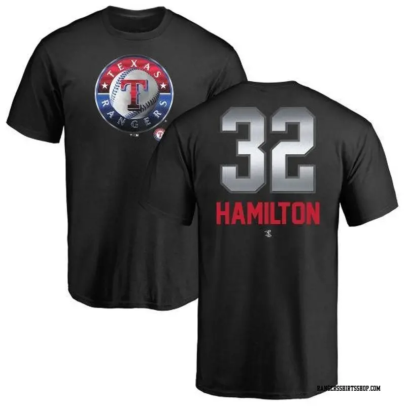 Men's Texas Rangers ＃32 Josh Hamilton Black Branded Midnight